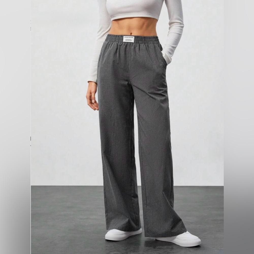 SHEIN | Pinstripe Double Pocket Wide Leg Pants